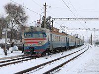 12.02.2018 Electrischka Ep1 207 im Bahnhof Vasilyevka Tavrichesk